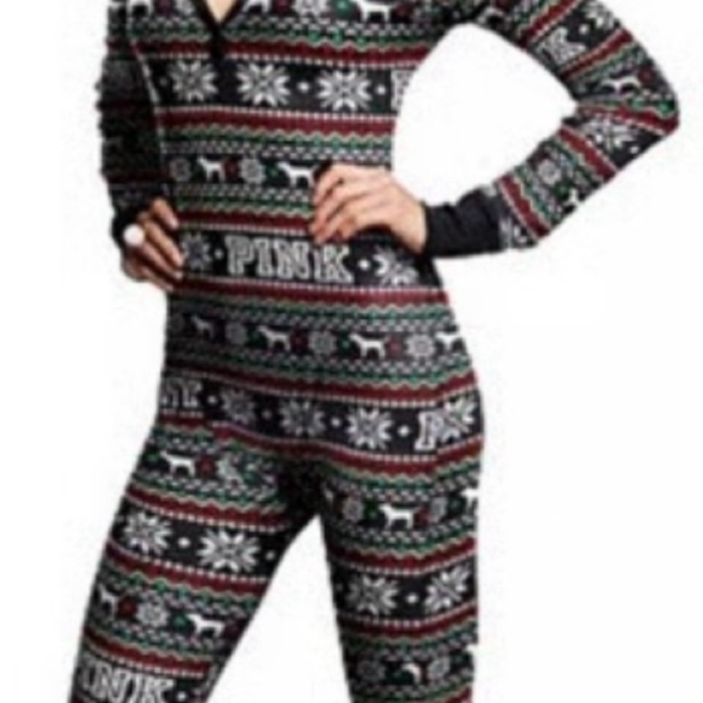 PINK Victoria's Secret Black and Red Patterned Onesie - Picture 3 of 9
